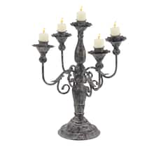 19" Gray Iron Vintage Candlestick Holders